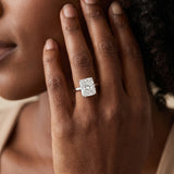 White gold Radiant Cut Solitaire Engagement Ring with Four-Prong Setting on a Classic Band_84