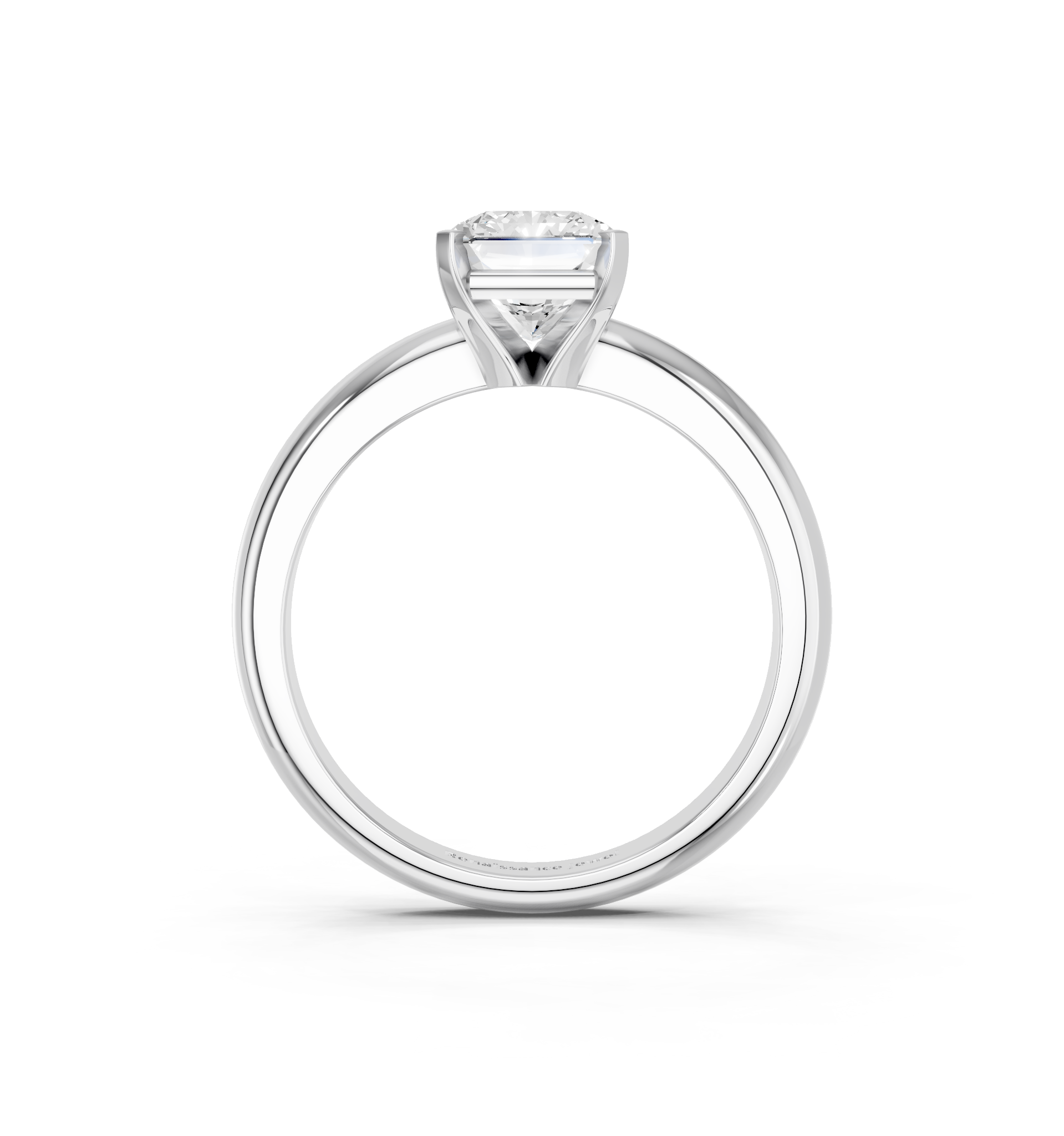 White gold Radiant Cut Solitaire Engagement Ring with Round Band and Four-Prong Setting_341