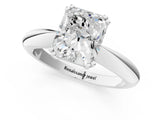 White gold Radiant Cut Solitaire Engagement Ring with Tapered Band and Four-Prong Setting 1