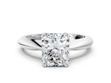 White gold Radiant Cut Solitaire Engagement Ring with Tapered Band and Four-Prong Setting