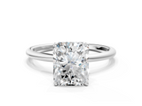 White gold Radiant Cut Solitaire Engagement Ring with Thin Band and Four-Prong Setting_3