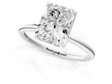 White gold Radiant Cut Solitaire Engagement Ring with Thin Band and Four-Prong Setting_4