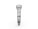 White gold Radiant Cut Solitaire Engraved Band with Four-Prong Setting_60
