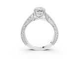White gold Radiant Cut Solitaire Engraved Band with Four-Prong Setting_61