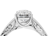 White gold Radiant Cut Solitaire Engraved Band with Four-Prong Setting_62