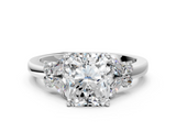 White gold Radiant Cut Solitaire Floral Diamond Ring with Four-Prong Setting_68