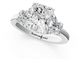 White gold Radiant Cut Solitaire Floral Diamond Ring with Four-Prong Setting_69