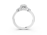 White gold Radiant Cut Solitaire Floral Diamond Ring with Four-Prong Setting_71