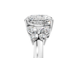 White gold Radiant Cut Solitaire Floral Diamond Ring with Four-Prong Setting_72