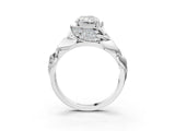 White gold Radiant Cut Solitaire Leaf-Inspired Engagement Ring with Prong Setting_10