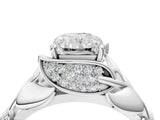 White gold Radiant Cut Solitaire Leaf-Inspired Engagement Ring with Prong Setting_11