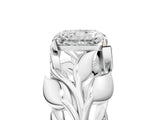 White gold Radiant Cut Solitaire Leaf-Inspired Engagement Ring with Prong Setting_12