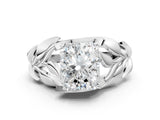 White gold Radiant Cut Solitaire Leaf-Inspired Engagement Ring with Prong Setting_7