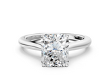 White gold Radiant Cut Solitaire Ring with Cathedral Band and Four-Prong Setting_111