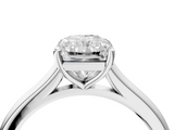 White gold Radiant Cut Solitaire Ring with Cathedral Band and Four-Prong Setting_117