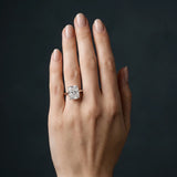 White gold Radiant Cut Solitaire Ring with Cathedral Band and Four-Prong Setting_12
