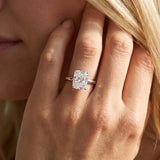 White gold Radiant Cut Solitaire Ring with Cathedral Band and Four-Prong Setting_14