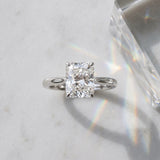 White gold Radiant Cut Solitaire Ring with Cathedral Band and Four-Prong Setting_15