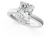 White gold Radiant Cut Solitaire Ring with Four-Prong Setting and Classic Band_70
