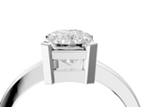 White gold Radiant Cut Solitaire Ring with Four-Prong Setting and Classic Band_79
