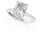 White gold Radiant Cut Solitaire Ring with Four-Prong Setting on a Classic Band_76