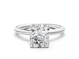 White gold Radiant Cut Solitaire Ring with Thin Band and Four-Prong Setting_49