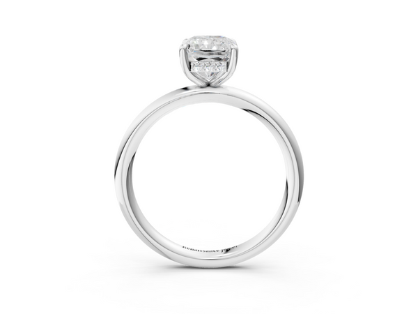 White gold Radiant Cut Diamond Solitaire Ring with Thin Band and Four-Prong Setting