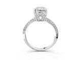 White gold Radiant Cut Solitaire Split Shank Pave Diamond Engagement Ring with Four-Prong Setting_16
