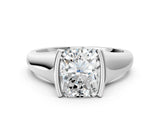 White gold Radiant Cut Solitaire Tension Set Diamond Ring with Split Shank Band_75