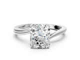 White gold Radiant Cut Solitaire Twist Band Ring with Four-Prong Setting_112