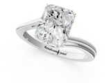 White gold Radiant Cut Solitaire Twist Band Ring with Four-Prong Setting_115