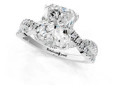 White gold Radiant Cut Solitaire Twist Pave Diamond Engagement Ring with Prong Setting_180