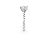 White gold Radiant Cut Solitaire Twisted Band with Four-Prong Setting_111