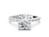 White gold Radiant Cut Solitaire Twisted Band with Four-Prong Setting_113
