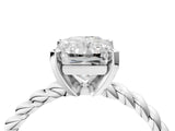 White gold Radiant Cut Solitaire Twisted Band with Four-Prong Setting_113