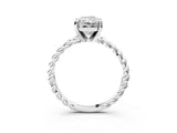 White gold Radiant Cut Solitaire Twisted Band with Four-Prong Setting_116