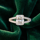 White gold Radiant Cut Split Shank Pave Diamond Engagement Ring with Four-Prong Setting_48