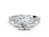 White gold Radiant Cut Three-Stone Diamond Pavé Band with Prong Setting_15