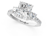 White gold Radiant Cut Three-Stone Diamond Pavé Band with Prong Setting_16