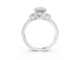 White gold Radiant Cut Three-Stone Diamond Pavé Band with Prong Setting_18