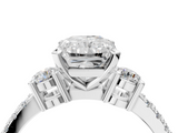 White gold Radiant Cut Three-Stone Diamond Pavé Band with Prong Setting_19