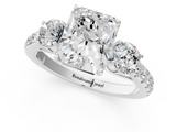 White gold Radiant Cut Three-Stone Diamond Pave Band with Prong Setting_107