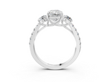 White gold Radiant Cut Three-Stone Diamond Pave Band with Prong Setting_109