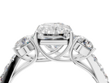 White gold Radiant Cut Three-Stone Diamond Pave Band with Prong Setting_110
