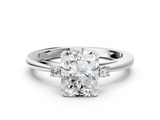 White gold Radiant Cut Three-Stone Solitaire Ring with Round Accent Diamonds and Four-Prong Setting_49