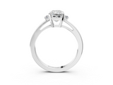 White gold Radiant Cut Three-Stone Solitaire Ring with Round Accent Diamonds and Four-Prong Setting_53