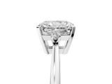White gold Radiant Cut Three-Stone Solitaire Ring with Round Accent Diamonds and Four-Prong Setting_55