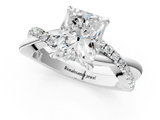 White gold Radiant Cut Twist Band Solitaire Diamond Ring with Pavé Setting_39