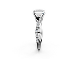 White gold Radiant Cut Twist Band Solitaire Diamond Ring with Pavé Setting_40