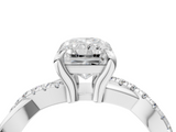 White gold Radiant Cut Twist Band Solitaire Diamond Ring with Pavé Setting_42